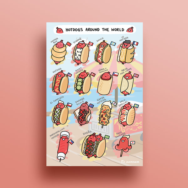 Hotdogs Around the World Big Print (12"x18")
