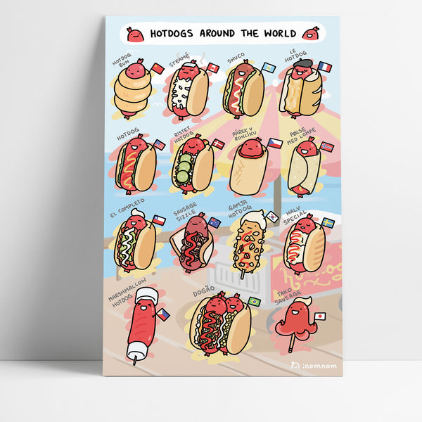 Hotdogs Around the World Big Print (12"x18")