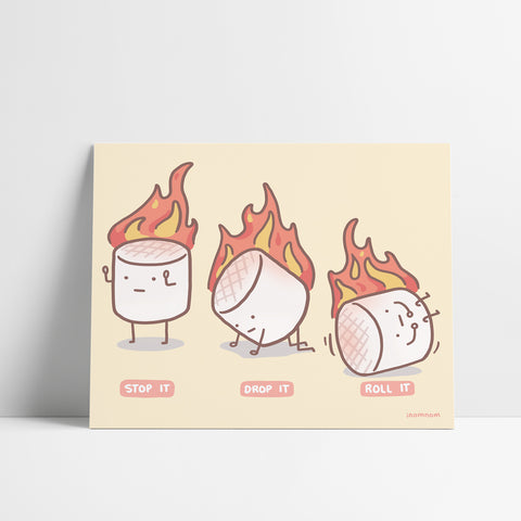 Stop Drop Roll Art Print