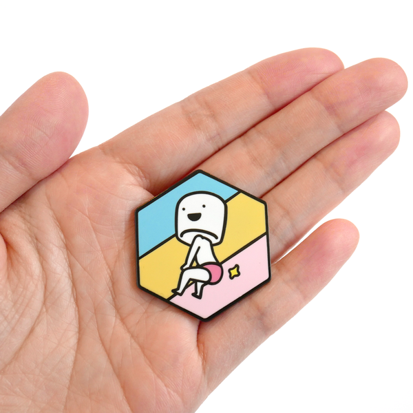 Booty boy marshmallow enamel pin scale