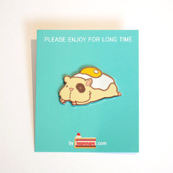 Ham and eggs hamster enamel pin package