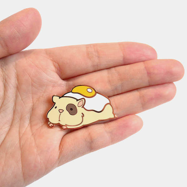 Ham and eggs hamster enamel pin scale