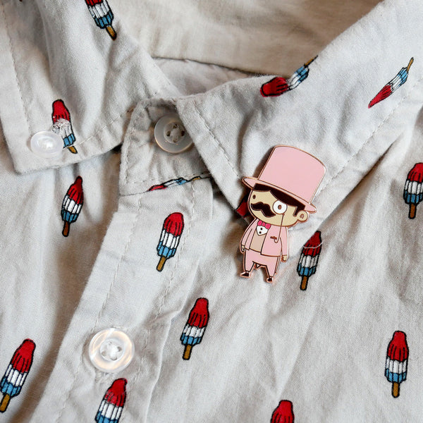 Humphrey Pink gentlemen enamel pin