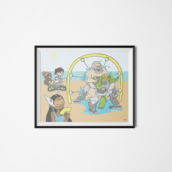 Overwatch summer games carwash art print framed