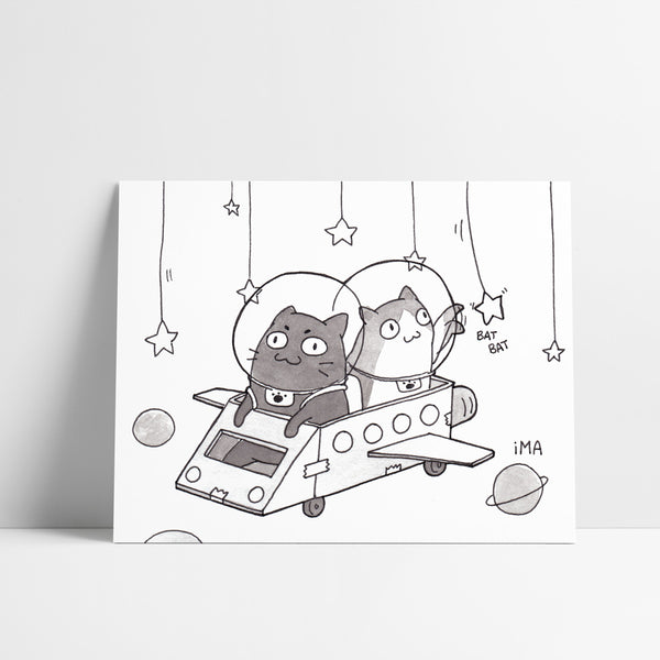 Cat Explorers Ink Print