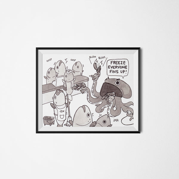 Fish Stick-up Ink Print
