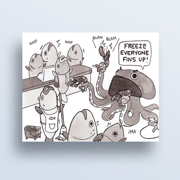 Fish Stick-up Ink Print