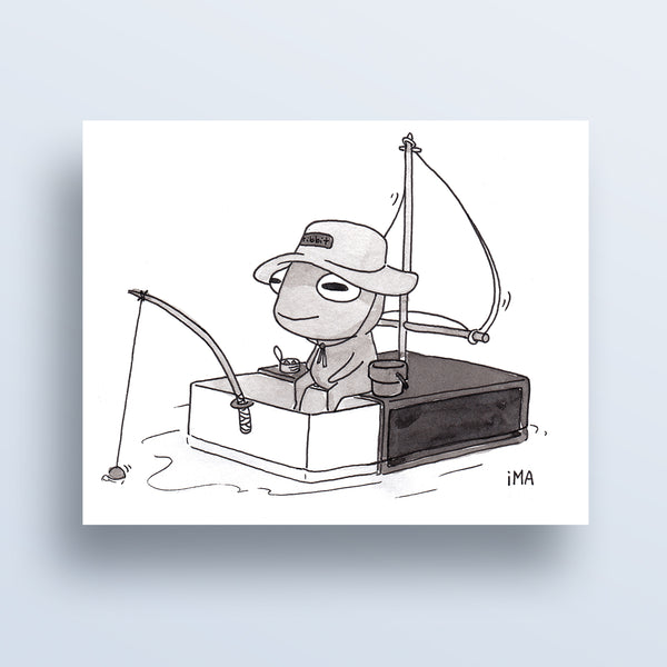 Frog Boat Ink Print