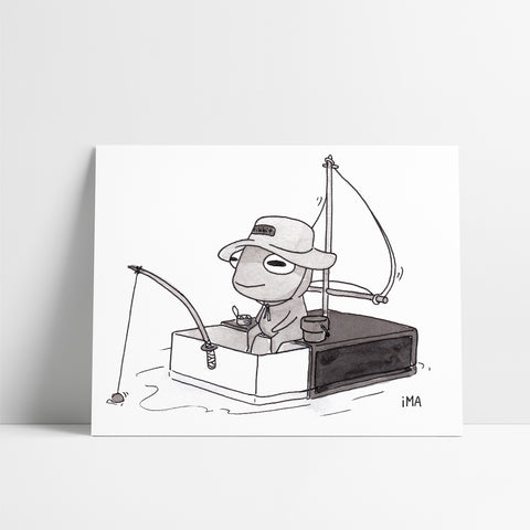 Frog Boat Ink Print