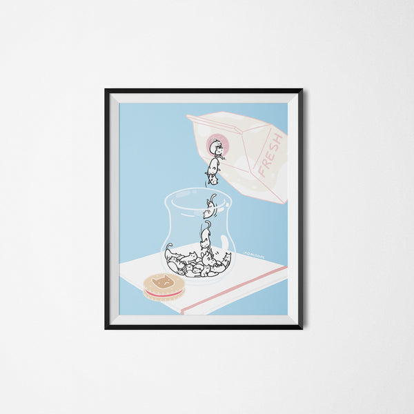 A Glass of Cat Art Print