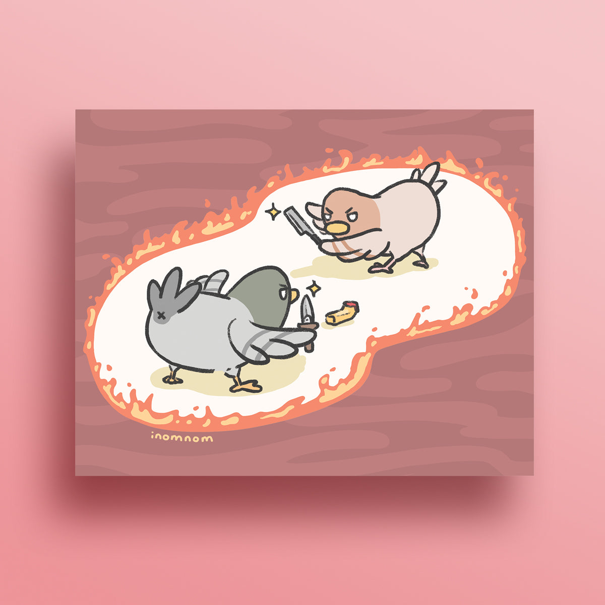 Pigeon Fight Art Print