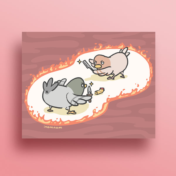 Pigeon Fight Art Print