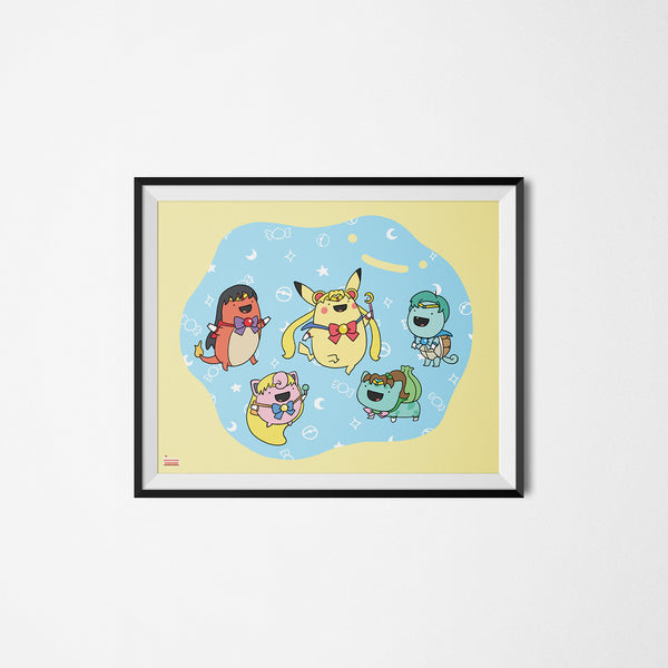 Pokemoon pokemon sailormoon art print framed