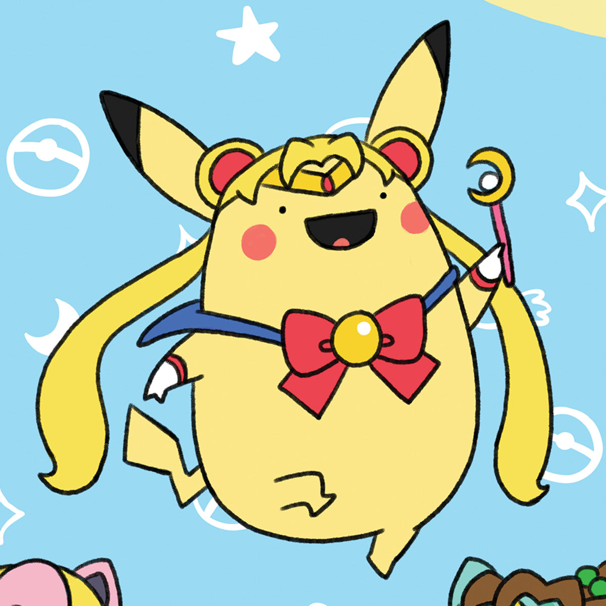 Pokemoon pokemon sailormoon art print pikachu close up
