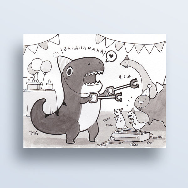 T-Rex Birthday Ink Print