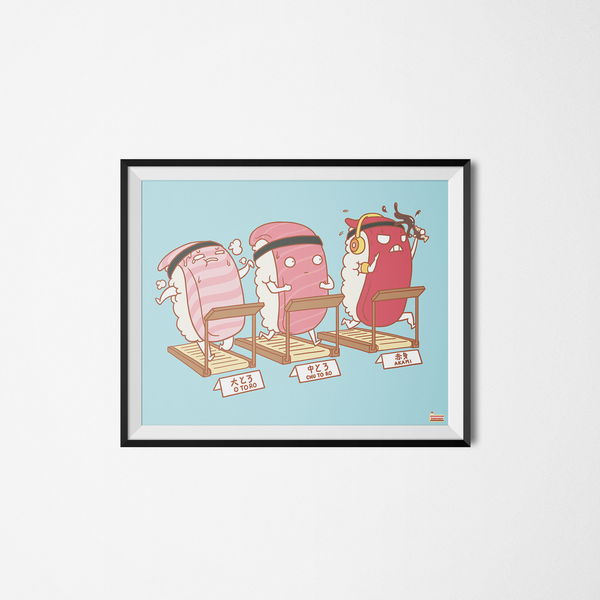 Tuna Cardio sushi art print framed