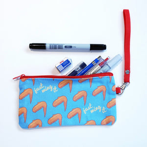 Just Wing It chicken wing canvas pencil case pouch stationery